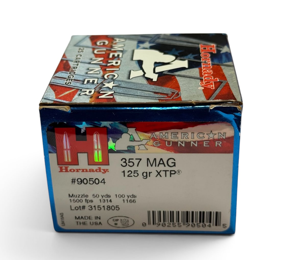NIB 25rds. of .357 MAGNUM 125gr. XTP Hornady American Gunner Personal Defense Ammunition: See Photo(s)