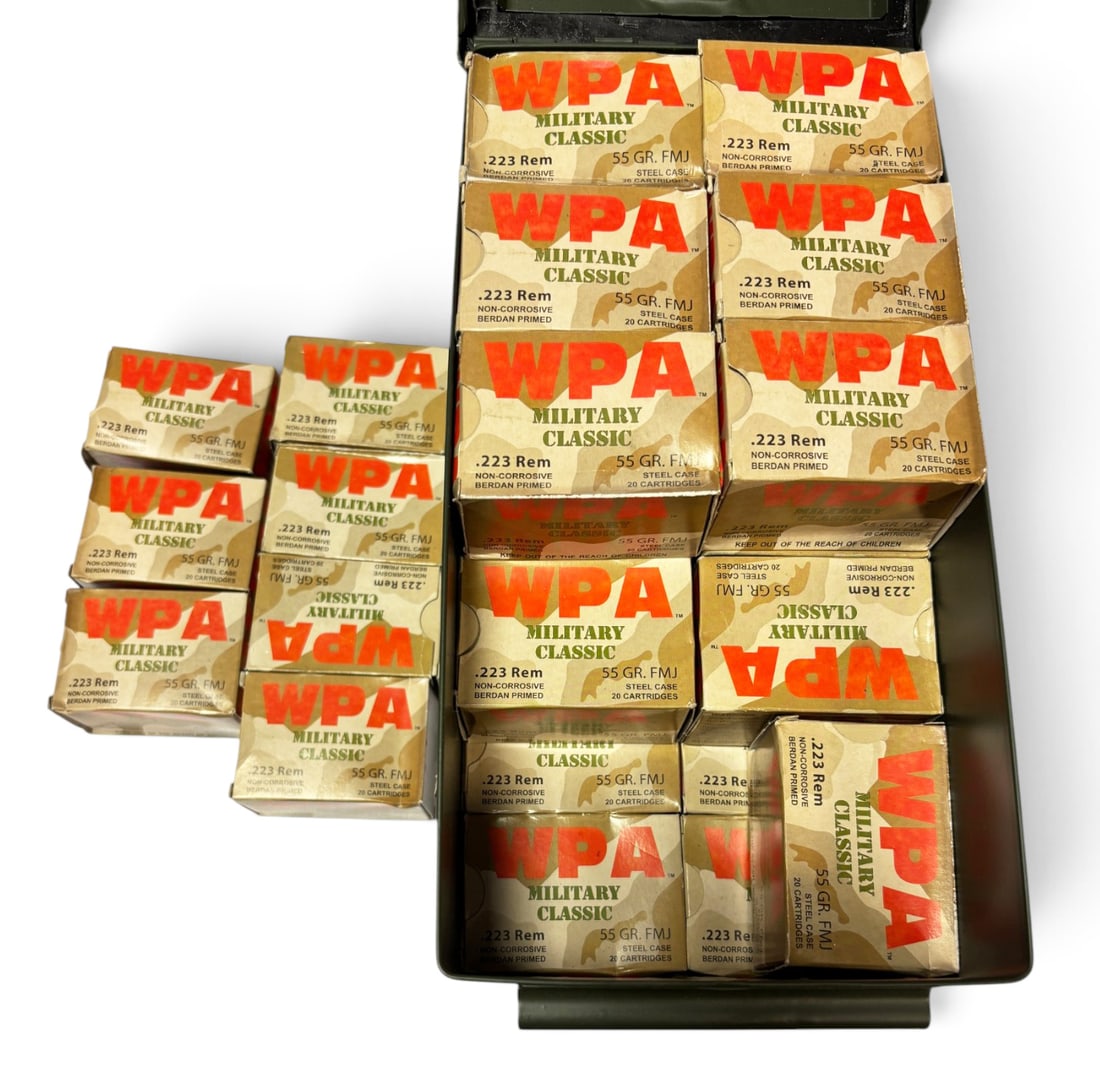 NIB 880rds. of .223 REM. 55gr. FMJ WOLF Military Classic Steel Case Ammunition + Can: See Photo(s)