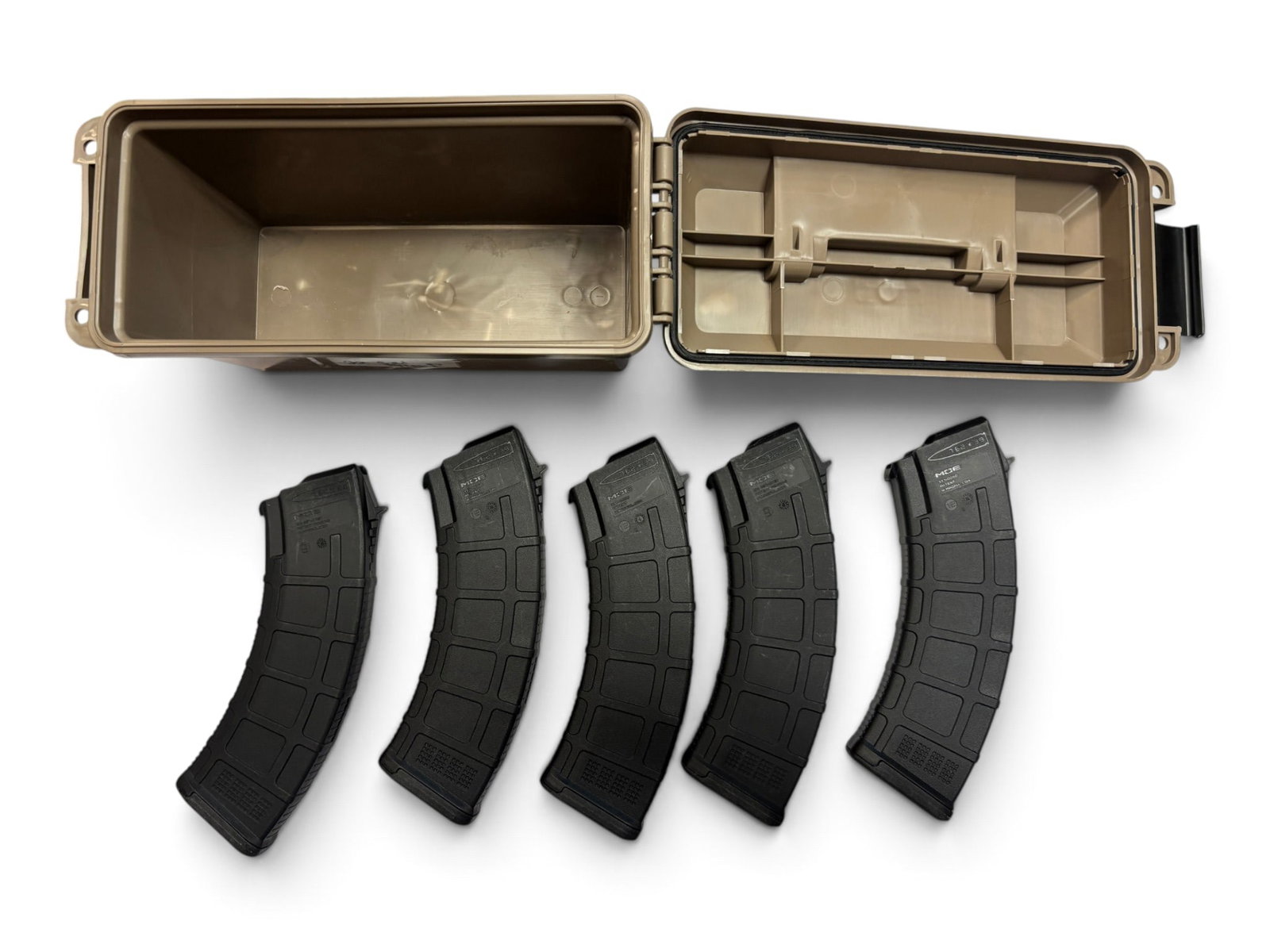 (5) Magpul MOE AK-47 7.62x39mm 30-Round Magazines in Plastic Ammo Box: See Photo(s)