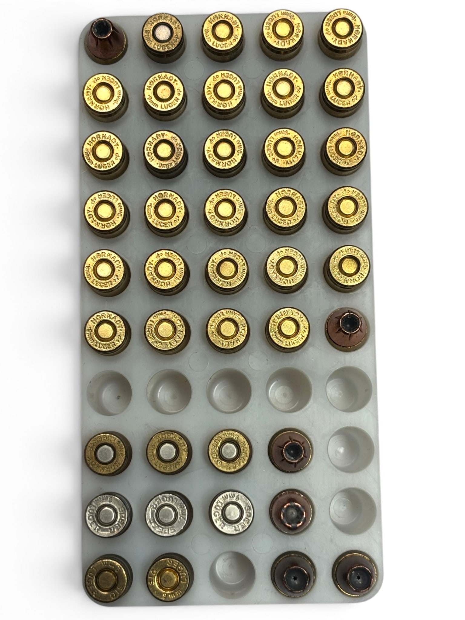 42rds. of Factory Quality 9mm LUGER Hornady, Speer, SIG JHP Defense Ammunition: See Photos for what all is here. The majority is Hornady.