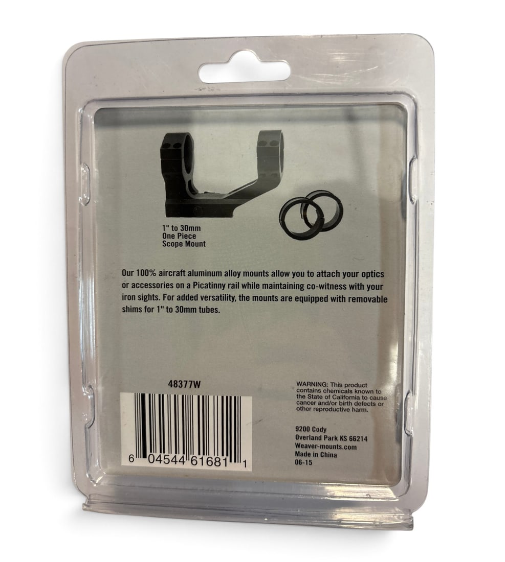 NIB Weaver One-Piece SPR Scope Mount - #48377W - 2
