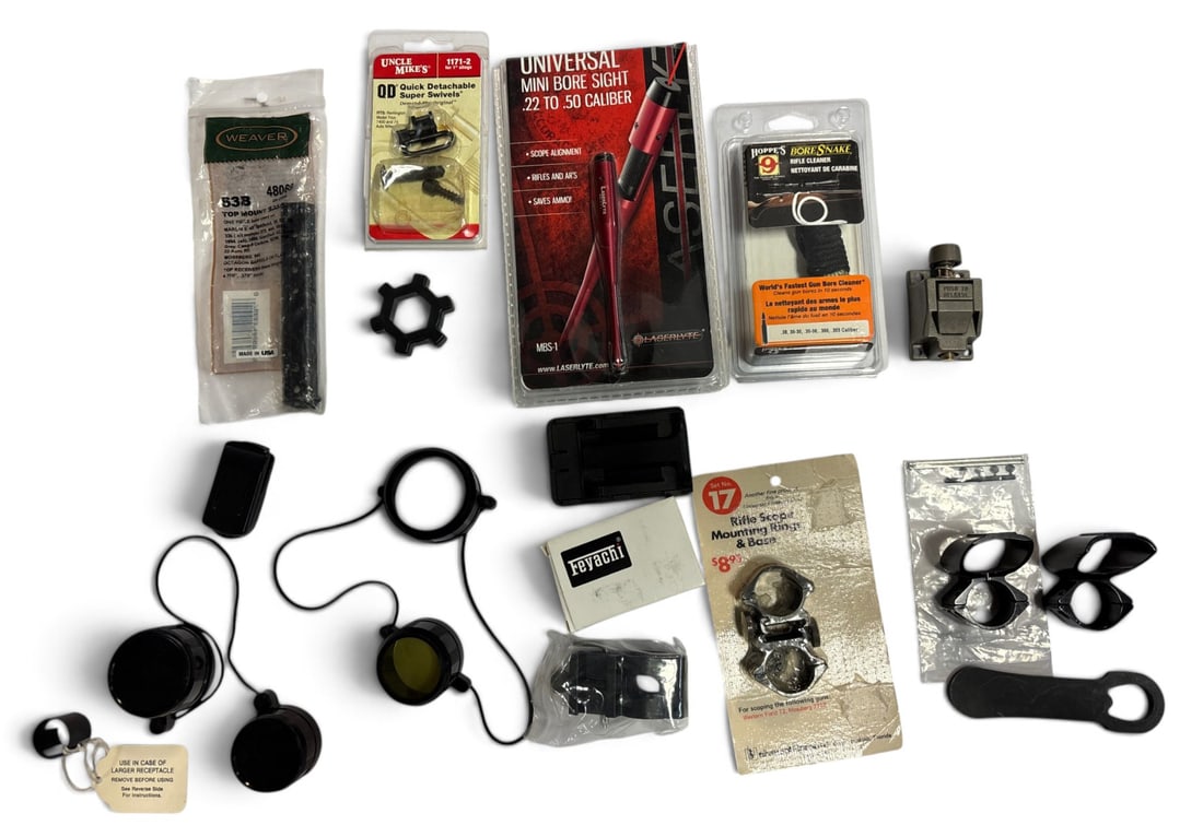 Scope accessories, sling swivels, bore snake & bore sighter: See Photo(s)