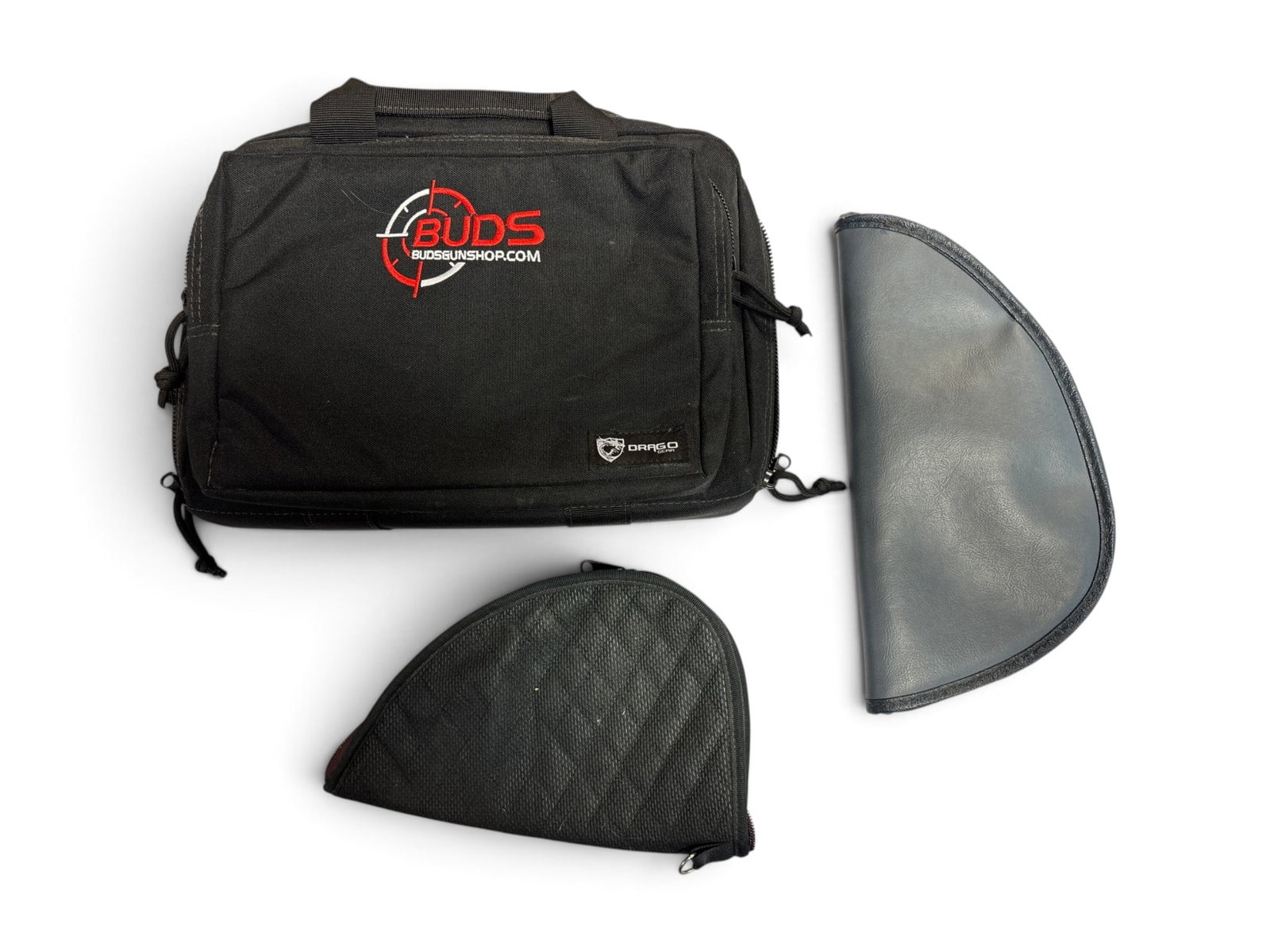 (1) Buds Gunshop multi-pistol Range Case (2) Soft Pistol Cases: See Photo(s)