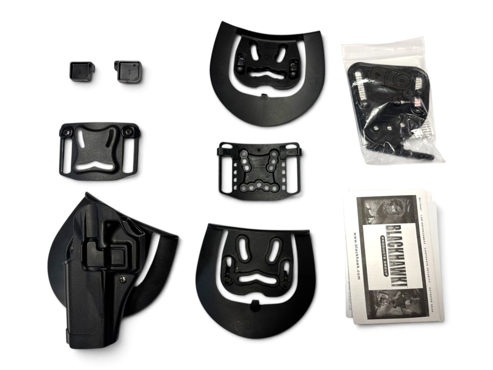 BlackHawk CQC Serpa Retention LH Holster w/ 4 replacement clips and accessories: Left Handed – Fits Glock 20/21, S&W M&P .45 | #2100058