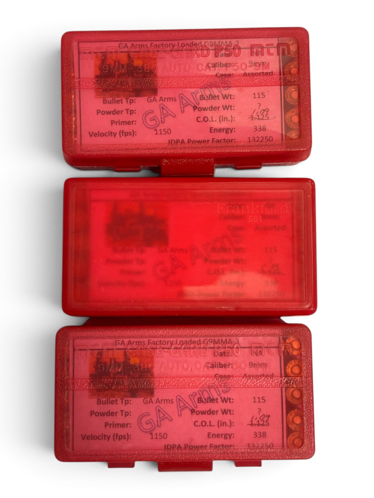 150rds. of 9mm LUGER 115gr. FMJ Georgia Arms Factory Reloaded Ammunition in Cases: See Photo(s)