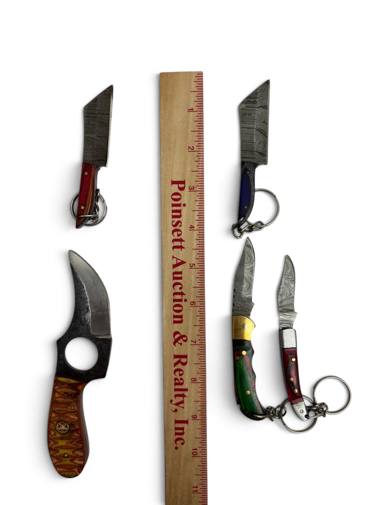 (5) Assorted Handmade Damascus & Forged Steed Knives with Custom Wood Grips - 3