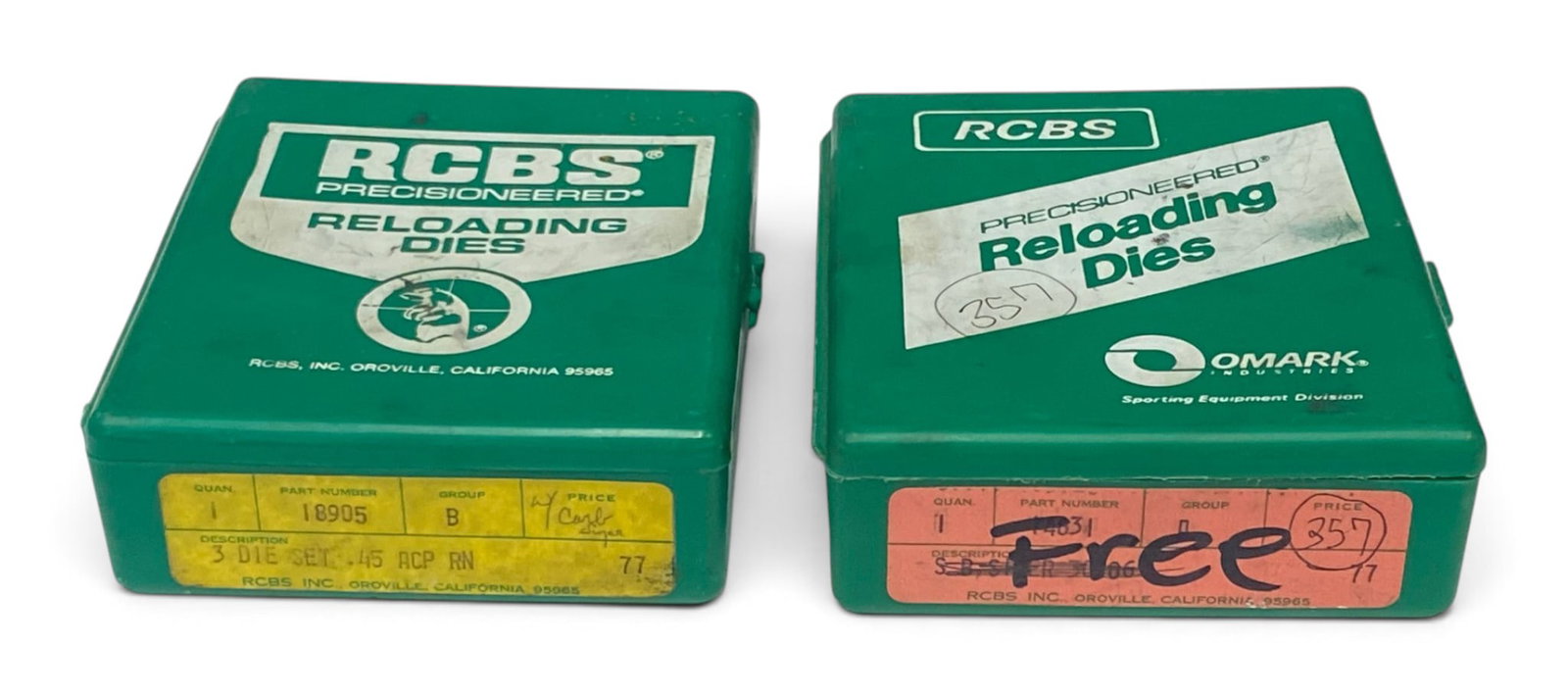 (2) RCBS .45 ACP & .357 MAG. Reloading Die Sets: See Photo(s)