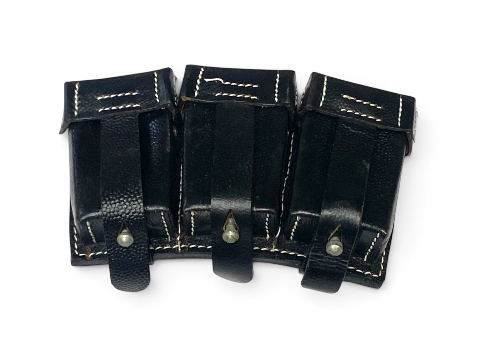 WWII 1940 Lederwerk Sedina Finkenwalde Marked Leather Ammo Pouch: New production K98 8mm Mauser Dual Ammunition Pouch in Excellent condition