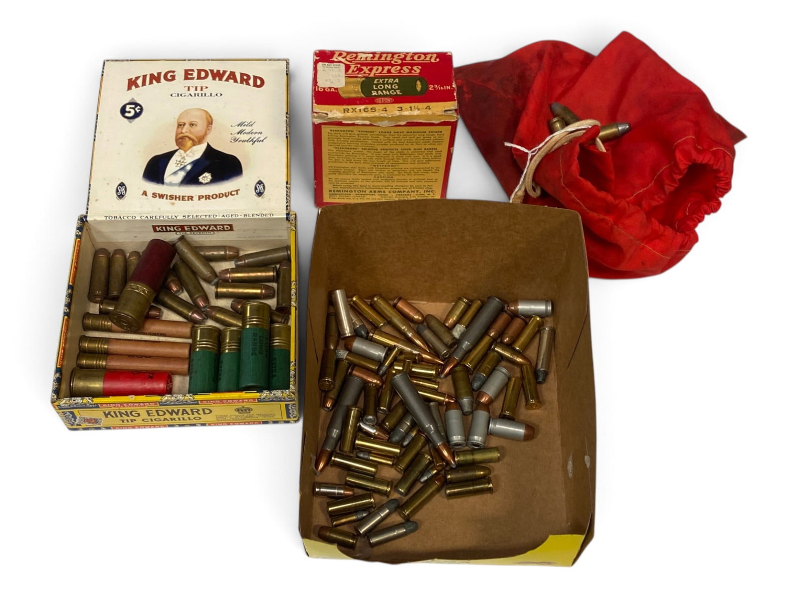 Large Lot of Varied Ammunition: Includes a red sack of .45 AUTO Reloads, (17) 12 GA. Shotgun Shells, (4) .410 Shotgun Shells, 15rds. .44 REM. MAG. Ammunition and Various Other Ammunition. See photos for what’s all here