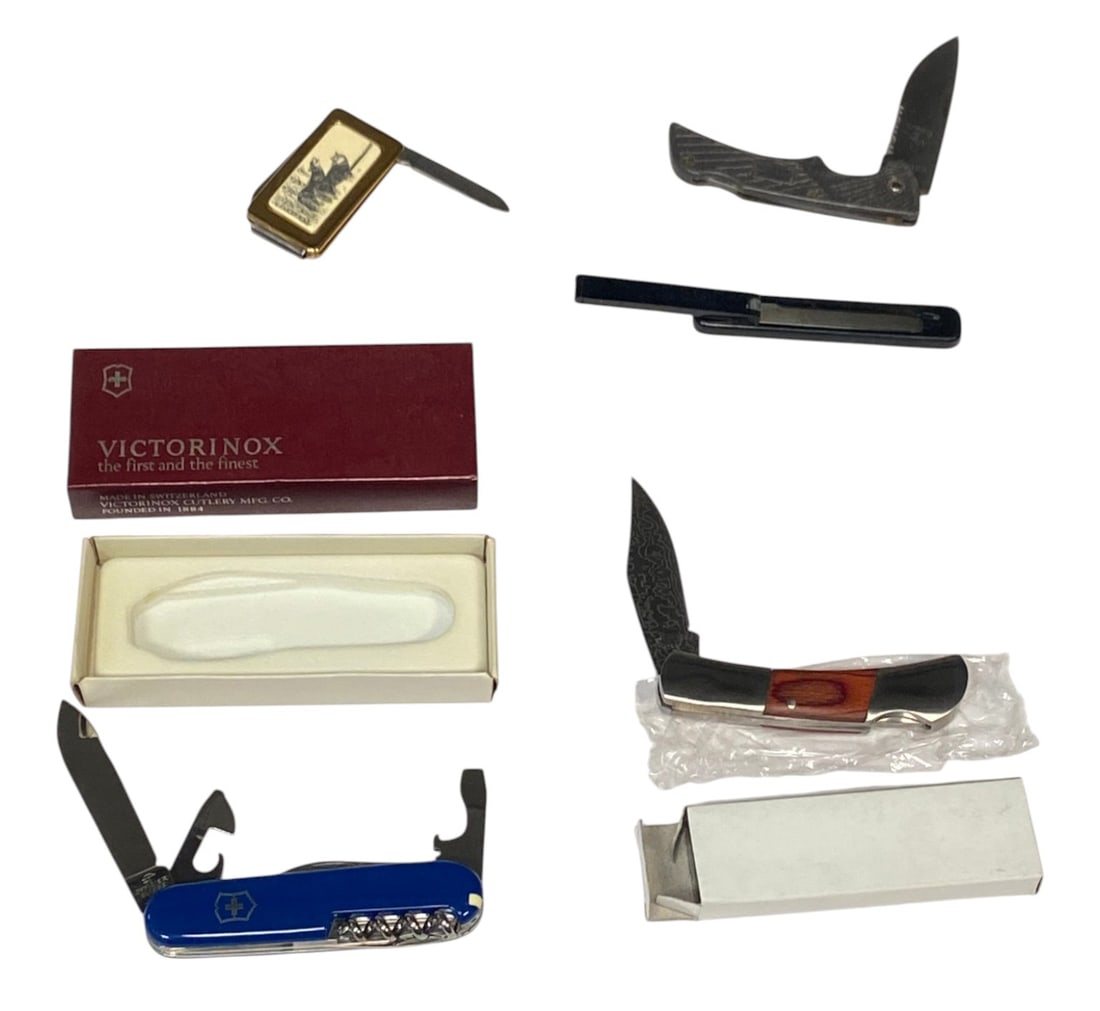 Lot of (4) Pocket Knives: Includes Victorinox, NRA, Gerber and more. See photos for what’s all here