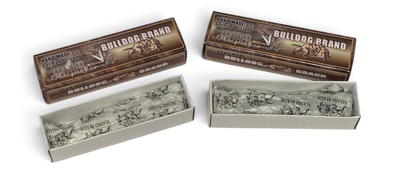 (2) German Bulldog Model 440 Stainless Premium Edition 1 of 300 Pocket Knives in Box: Excellent condition
