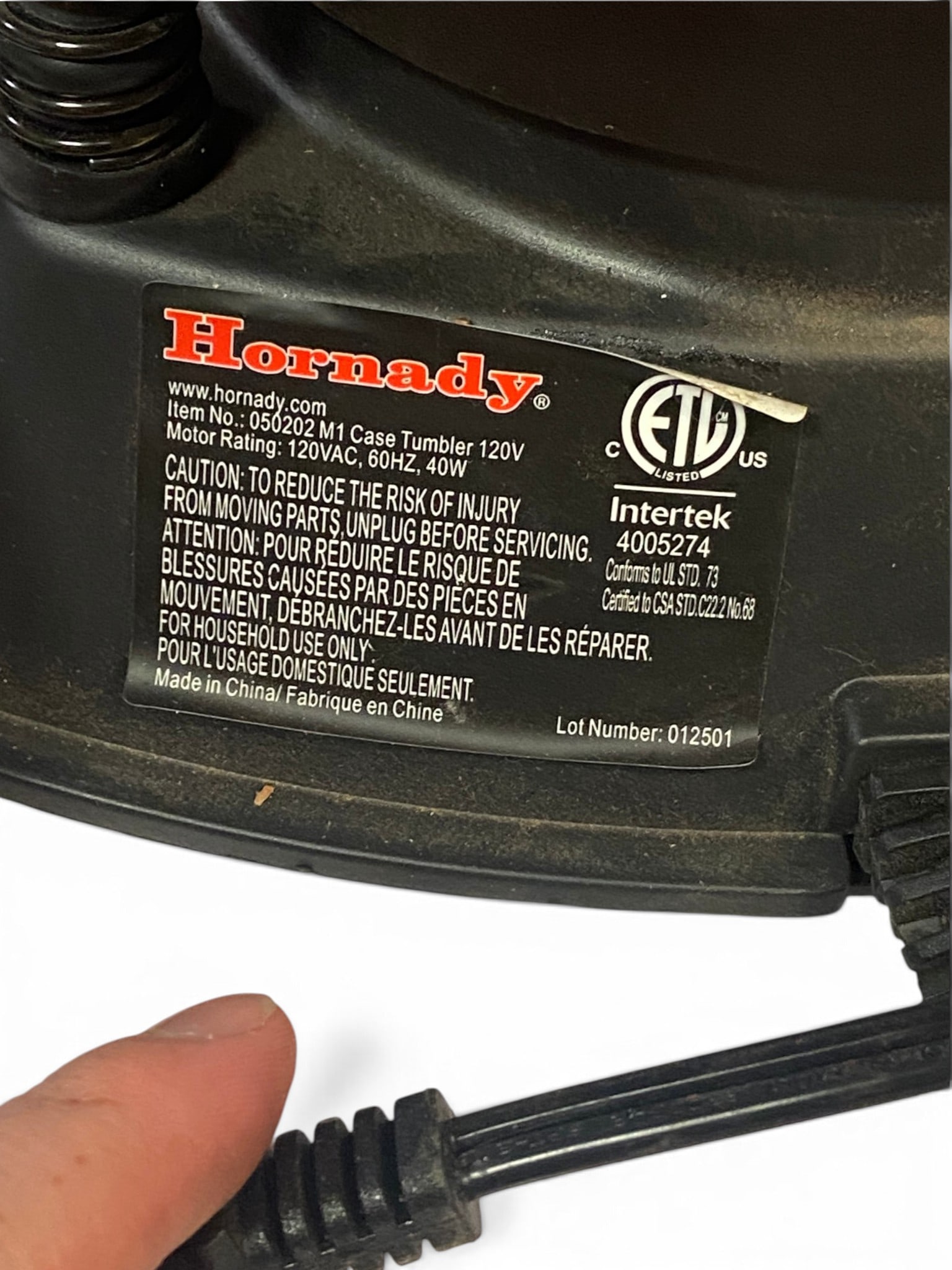 Hornady Item No. 050202 M1 Case Tumbler with Media & Manual - 2