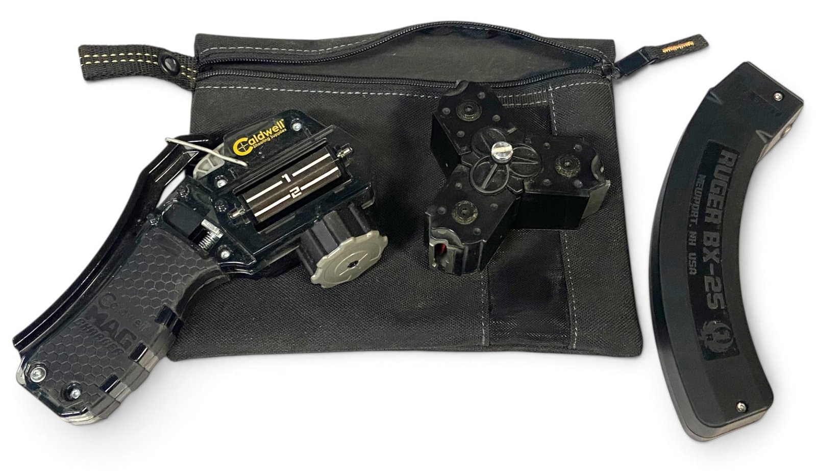 Caldwell Mag Charger Loading Device, (3) 10rd. Mags - TriMag, Ruger BX-25 Magazine: See Photo(s)