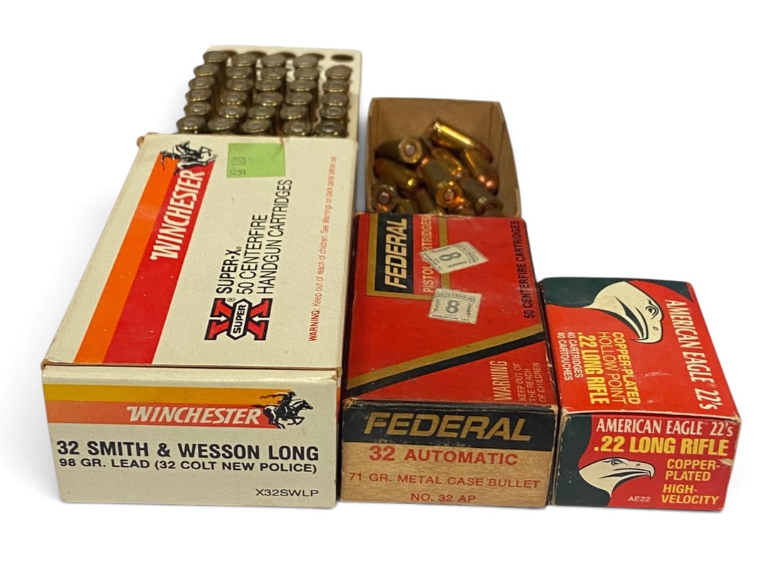 34rds. .32 S&W, 16rds. .32 AUTO and 40rds. .22 LR Ammunition (1 of 2)