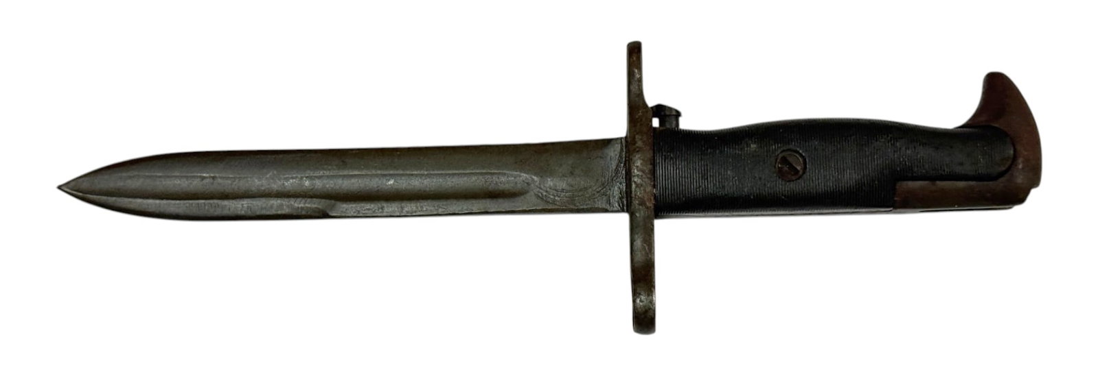 M1 Garand 6.5” Military Surplus Bayonet: Bayonet designed to fit on your M1 Garand. The blade measures 6.5” with an overall length of 11”. Push-button is going to need some work to get completely working, doesn't want to press in