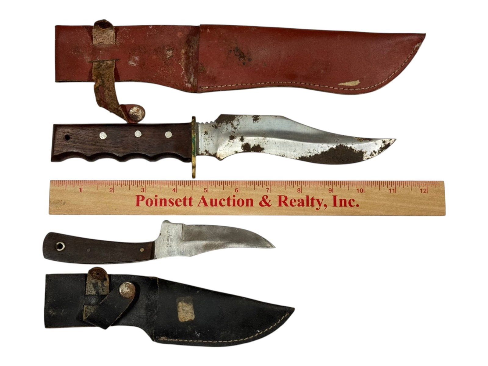 (2) Knives with Leather Sheathes - 10