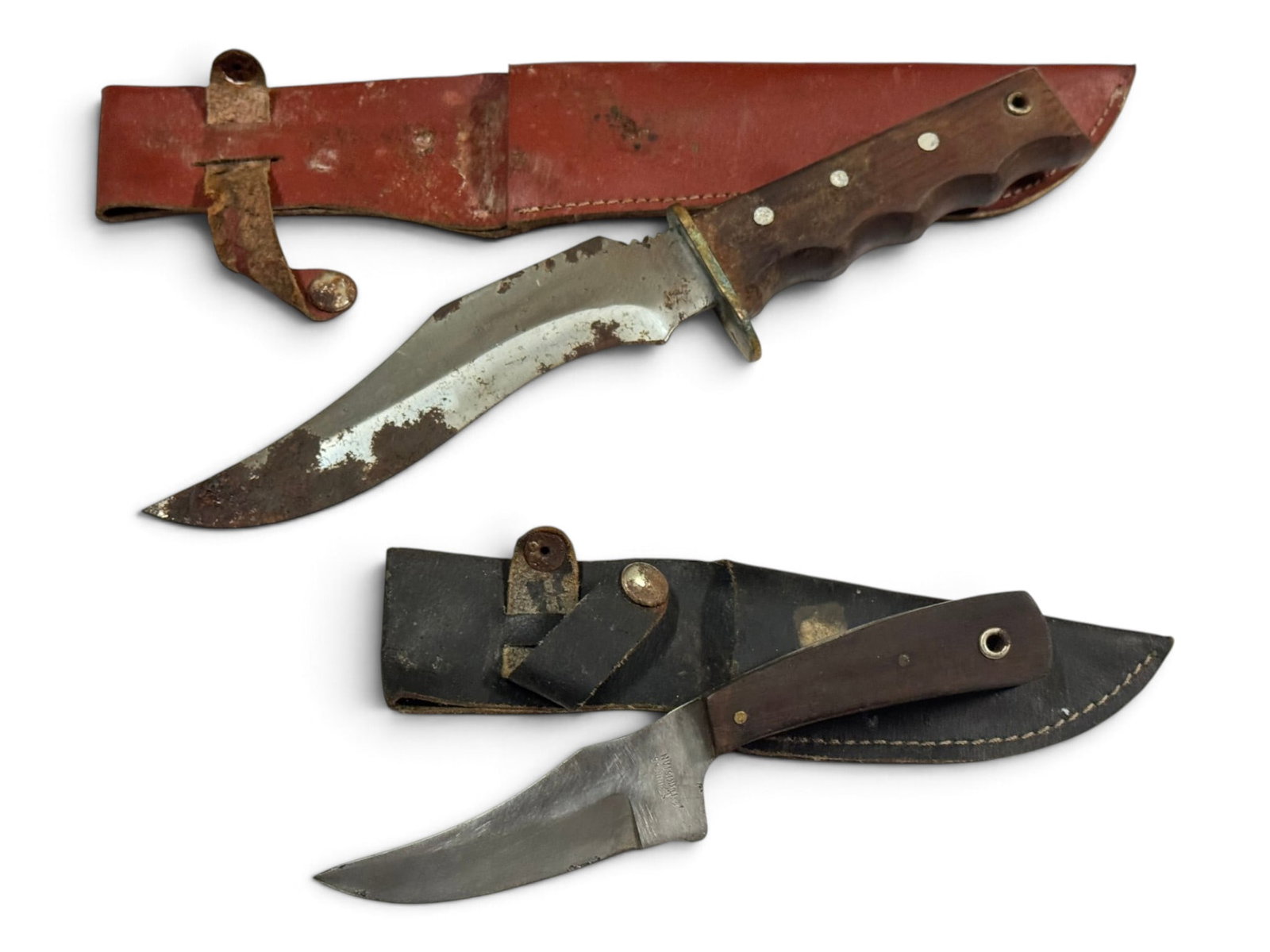 (2) Knives with Leather Sheathes - 4