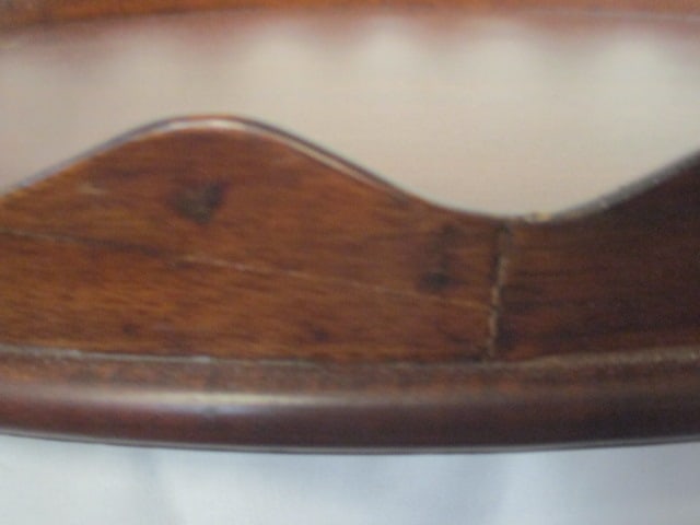 Mid Century Modern Salamat Designs Oval Wood Tray with Brass Handles - 8