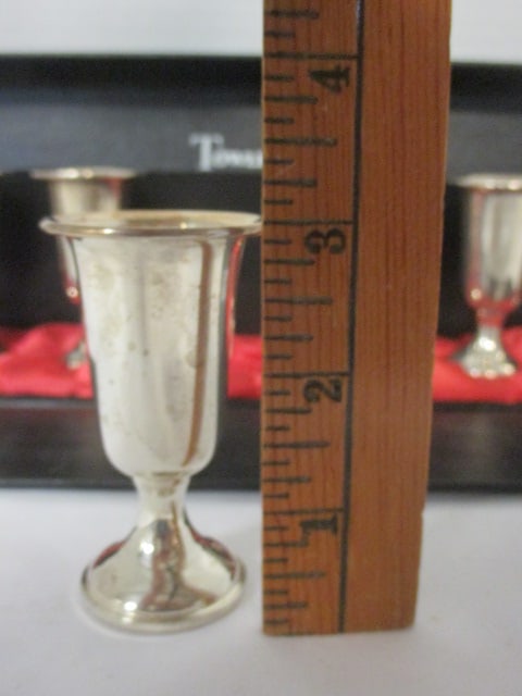 Vintage Boxed Set of 6 Towle Weighted Sterling Silver Pedestal Cordial Cups - 5