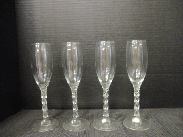Set of 4 Crystal "2000" Champagne Stem Glasses: 9" each