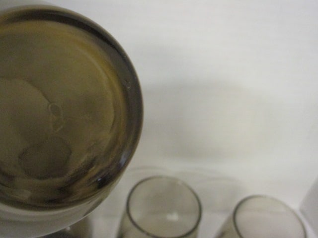 Mid Century Modern Set of 6 Libbey Smokey "Tempo" Stemless Wine Glasses - 4
