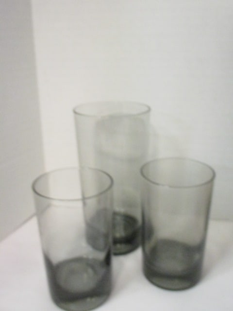 Mid Century Modern Set of 6 Libbey Smokey "Tempo" Stemless Wine Glasses - 6