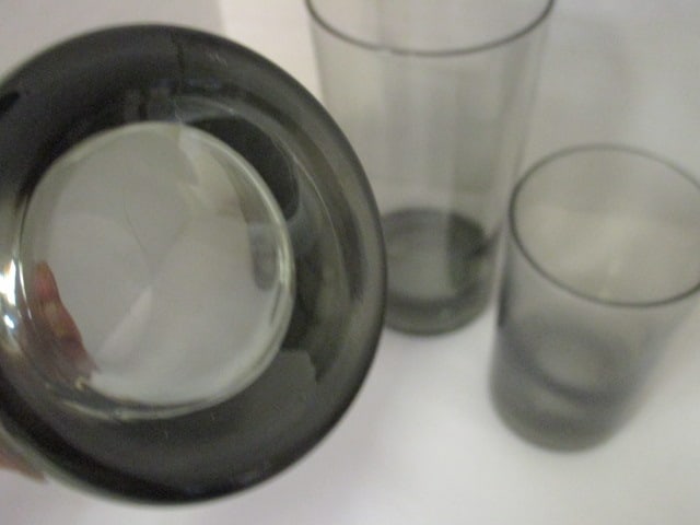 Mid Century Modern Set of 6 Libbey Smokey "Tempo" Stemless Wine Glasses - 7