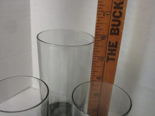 Mid Century Modern Set of 6 Libbey Smokey "Tempo" Stemless Wine Glasses - 8