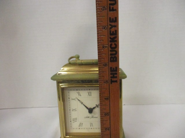 Vintage Seth Thomas Brass Quartz Carriage Alarm Clock - 8