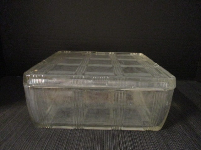 Vintage Hazel-Atlas "Criss Cross" Clear Glass Square Refrigerator Dish: 8 1/2" x 8 1/2" x 3 1/2"