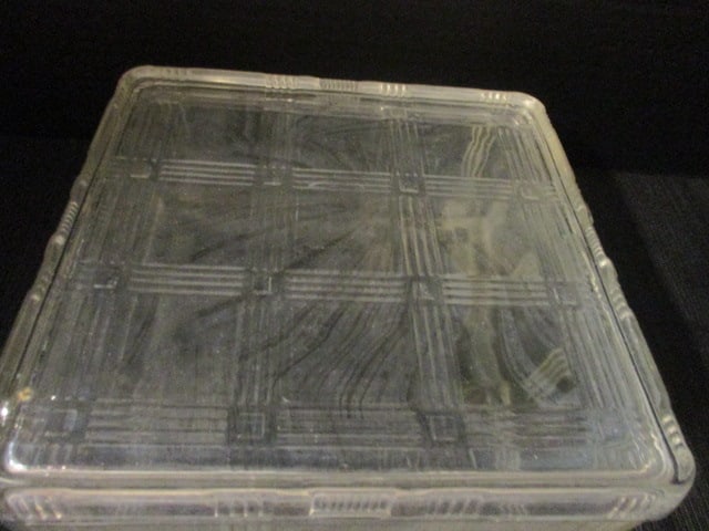 Vintage Hazel-Atlas "Criss Cross" Clear Glass Square Refrigerator Dish - 2