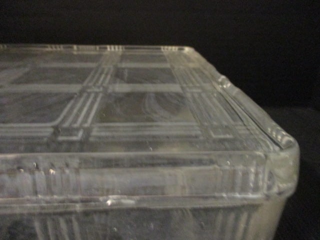 Vintage Hazel-Atlas "Criss Cross" Clear Glass Square Refrigerator Dish - 3