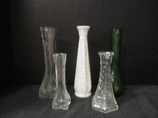 Collection of 5 Vintage Bud Vases: 6" to 9"