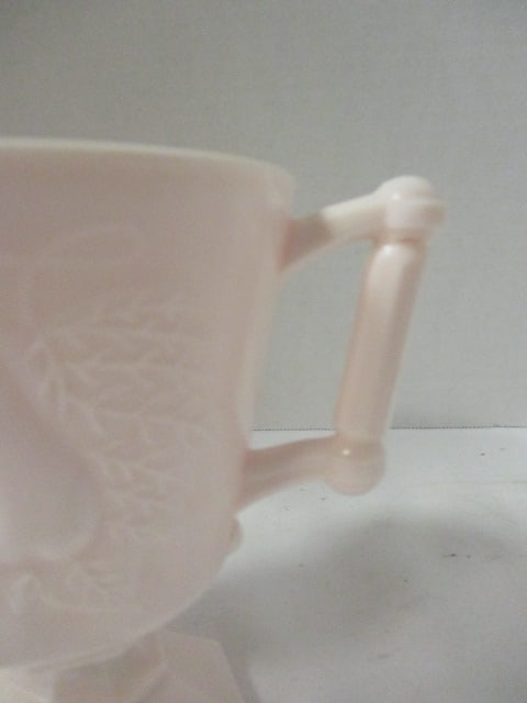 Vintage Jeanette Glass Co. "Baltimore Pear" Pink Milk Glass Sugar and Creamer Set - 4