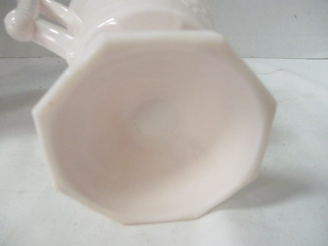 Vintage Jeanette Glass Co. "Baltimore Pear" Pink Milk Glass Sugar and Creamer Set - 5