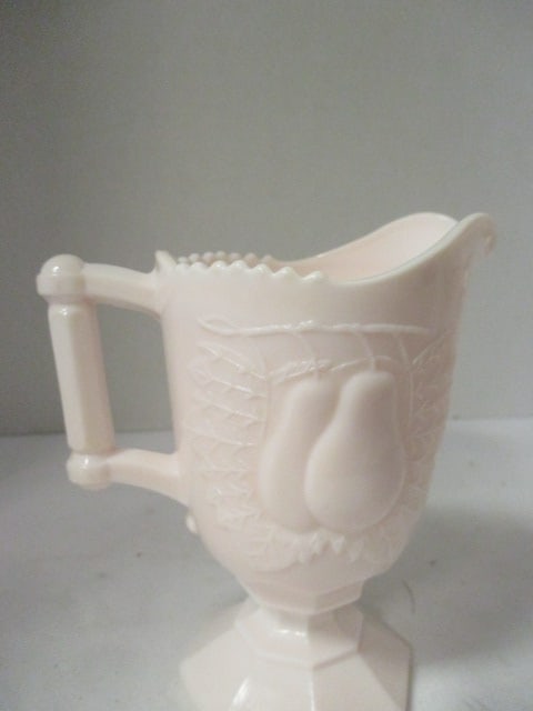 Vintage Jeanette Glass Co. "Baltimore Pear" Pink Milk Glass Sugar and Creamer Set - 6