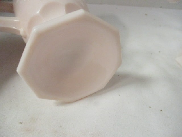 Vintage Jeanette Glass Co. "Baltimore Pear" Pink Milk Glass Sugar and Creamer Set - 8
