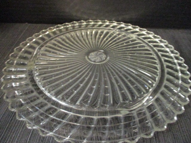 Vintage Clear Glass Footed Cake Plate and Clear Glass Dome - 5