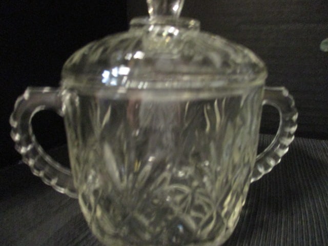 Grouping of 5 Vintage Glass Bowls, Jar, and Sugar and Creamer Set - 2