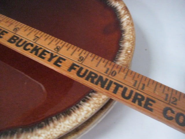 Vintage Hull Pottery "Brown Drip" Plates, Saucer, Butter Dish, Salt & Pepper - 4
