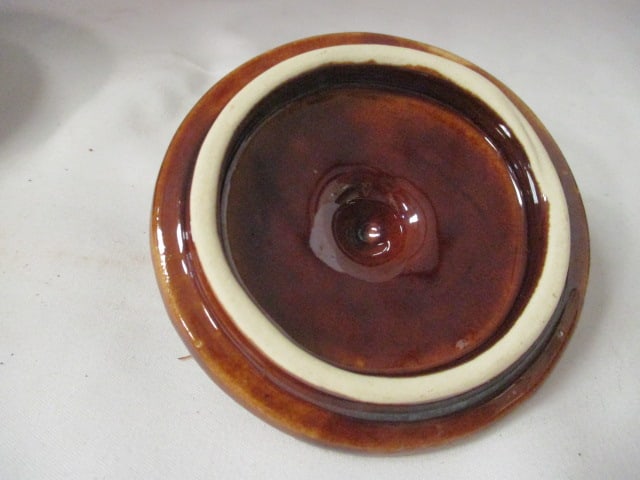Vintage Hull Pottery "Brown Drip" Plates, Saucer, Butter Dish, Salt & Pepper - 7