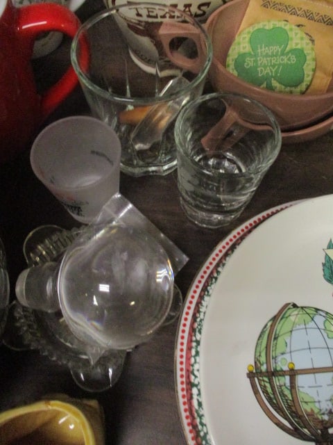 Table Lot - Glasses, Plates, Christmas, Cups, Mixing Bowl, Candles, Vases, etc. - 6