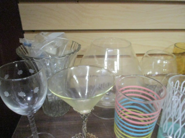Table Lot - Glasses, Plates, Christmas, Cups, Mixing Bowl, Candles, Vases, etc. - 9