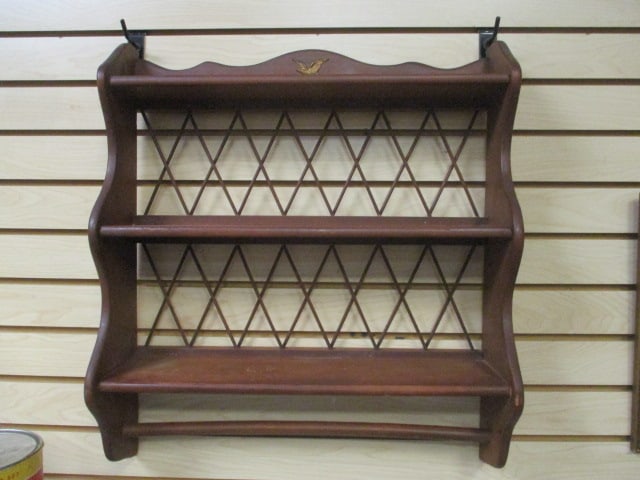 Vintage 3-Tier Lattice Back Wall Shelf: 20" x 28"