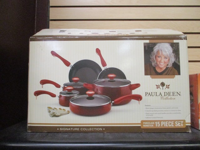 New Old Stock Paula Deen Collection 15-Piece Porcelain Non-Stick Pots and: Pans Set
