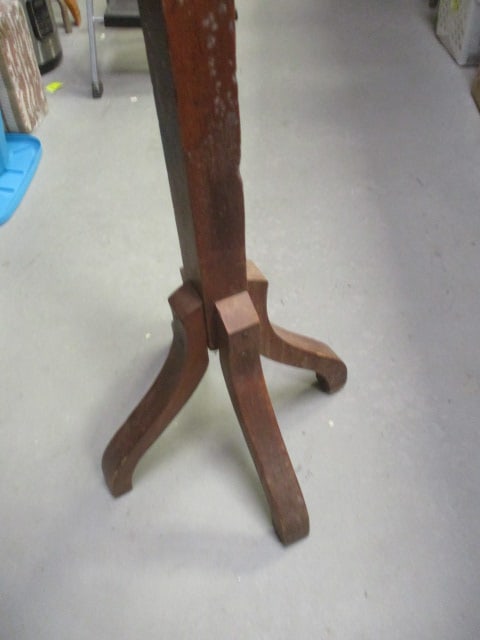 Vintage Wood with 4 Brushed Brass Hooks Coat Tree - 4