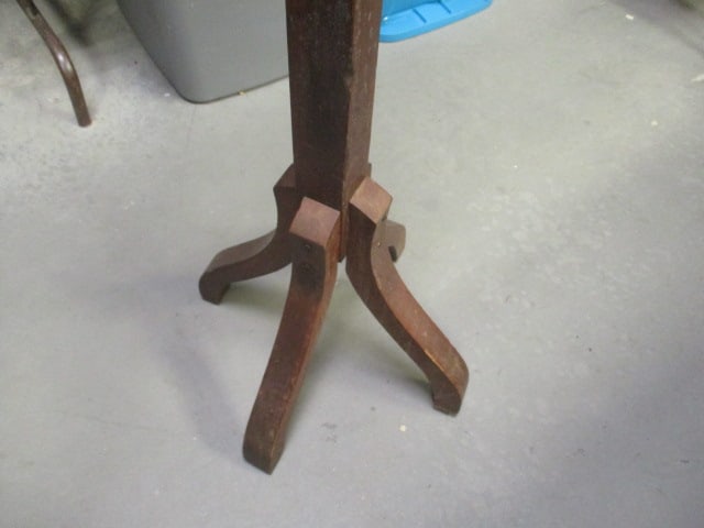 Vintage Wood with 4 Brushed Brass Hooks Coat Tree - 5