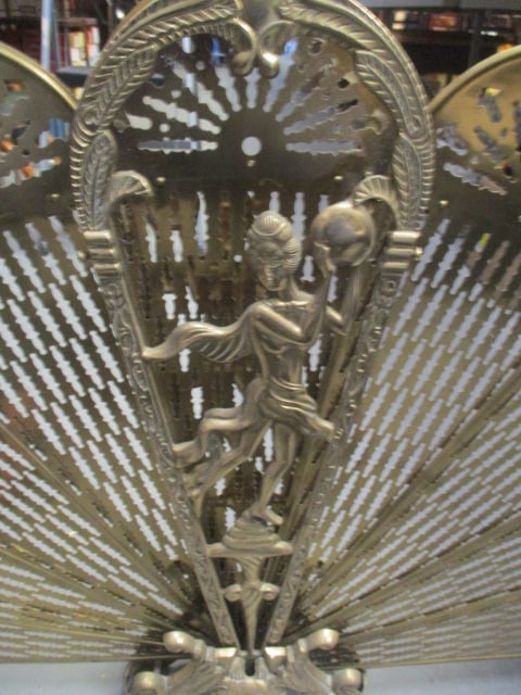 Art Deco Brass Folding Fireplace Screen - 2