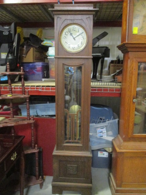 Vintage LSF Grandfather Clock: 14" x 7 1/2" x 75", chimes, Local Pickup Only
