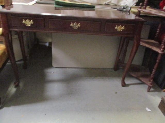 Queen Anne Style 3-Drawer Console Table: 48" x 16" x 30", Local Pickup Only